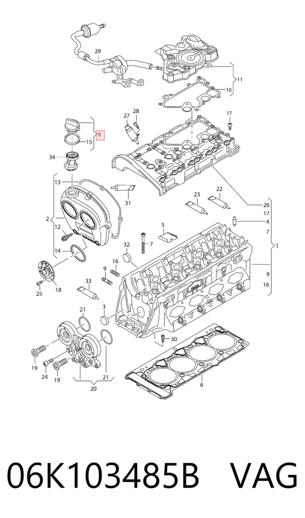 Tapa de aceite de motor 06K103485B VAG