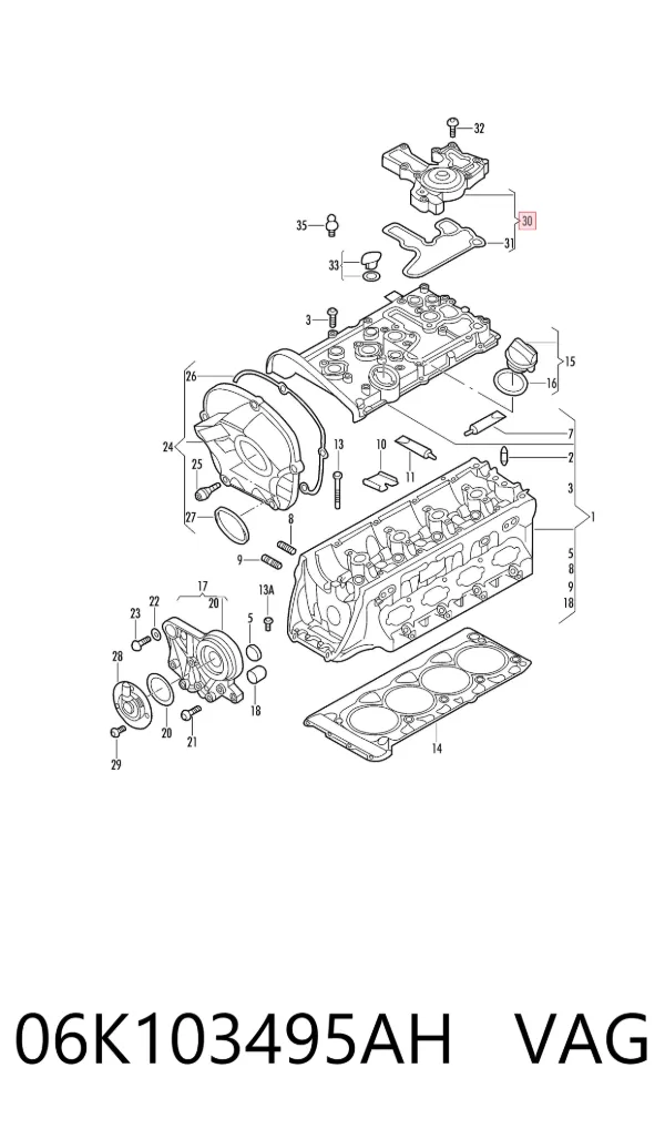 Separador de aceite del sistema de ventilación del cárter 06K103495AH VAG