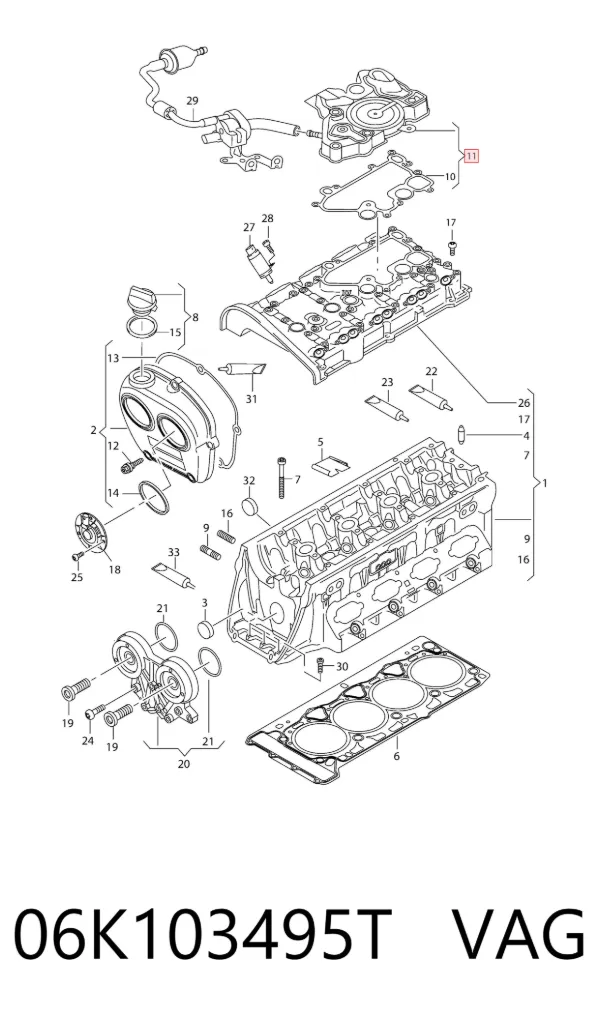 Separador de aceite del sistema de ventilación del cárter 06K103495T VAG