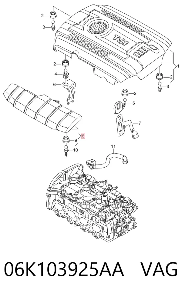 Tapa motor 06K103925AA VAG