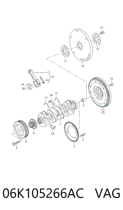 Volante de motor VAG 06K105266AC