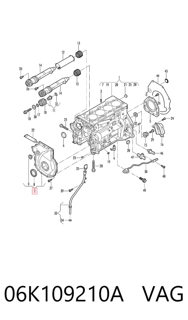 Tapa delantera del motor 06K109210A VAG
