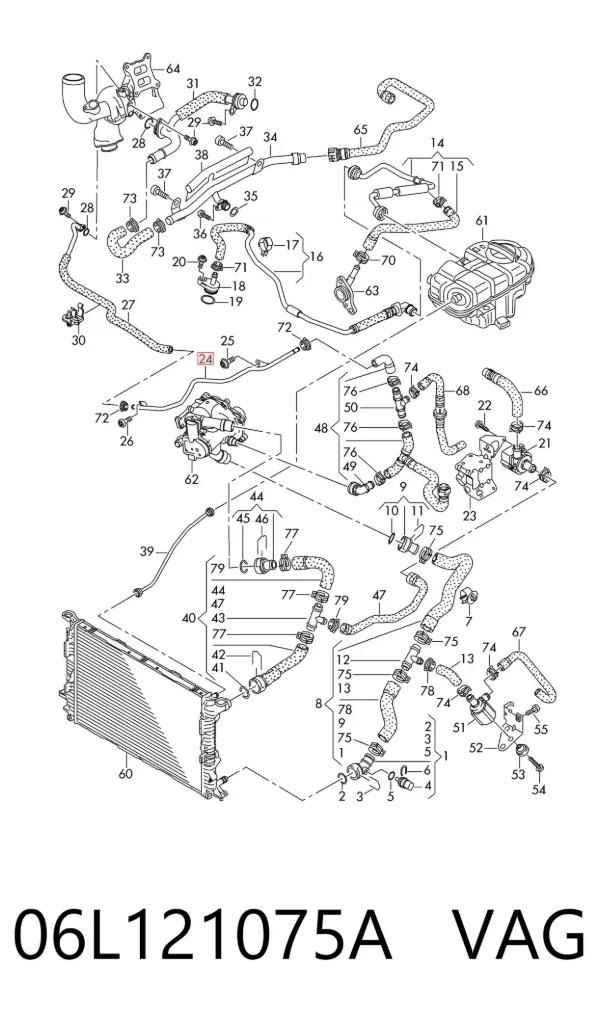 Manguera radiador 06L121075A VAG
