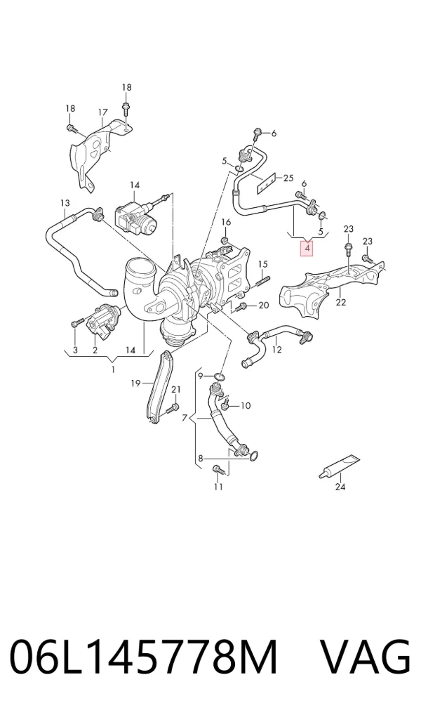 Tubo de suministro de aceite a la turbina 06L145778M VAG
