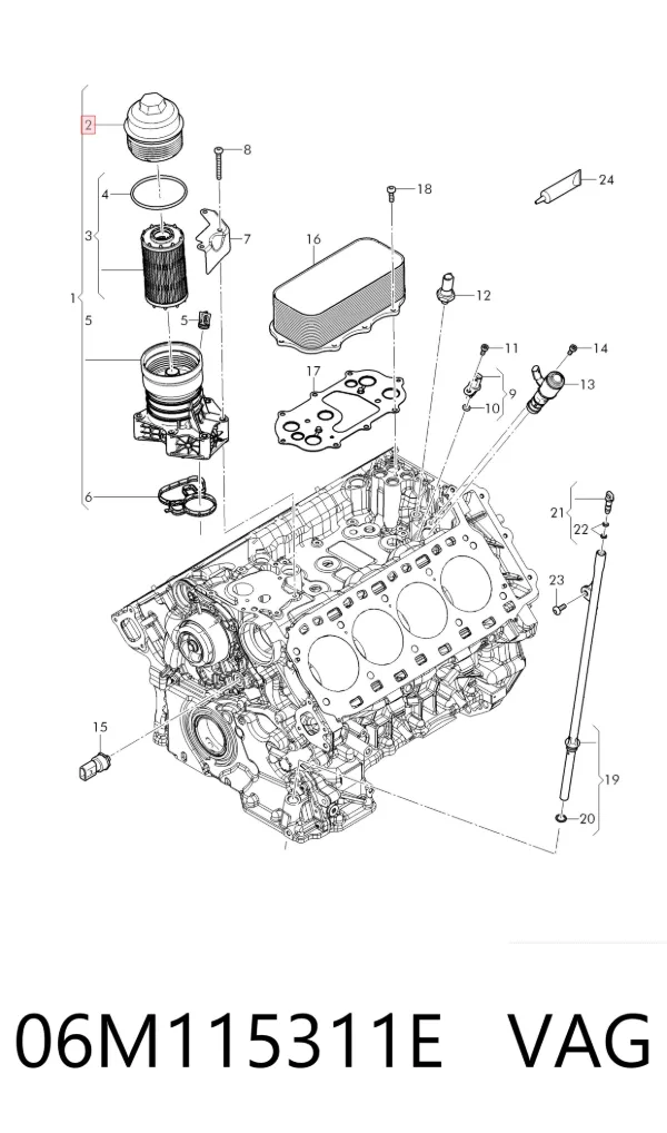 Tapa del filtro de aceite 06M115311E VAG