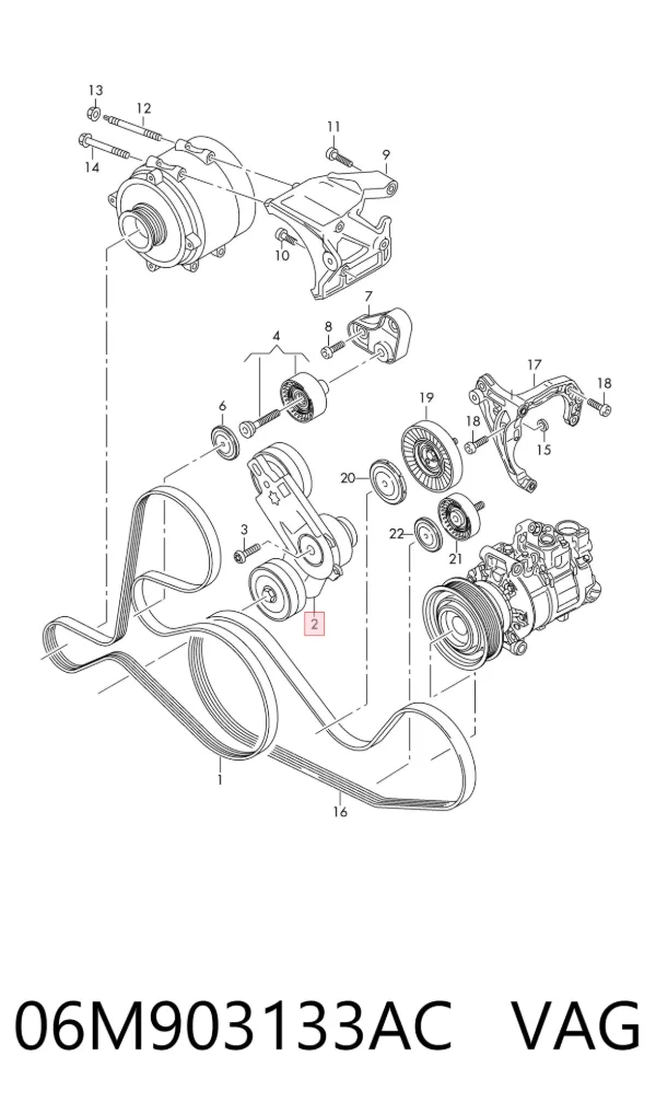 Tensor de correa poli V 06M903133AC VAG