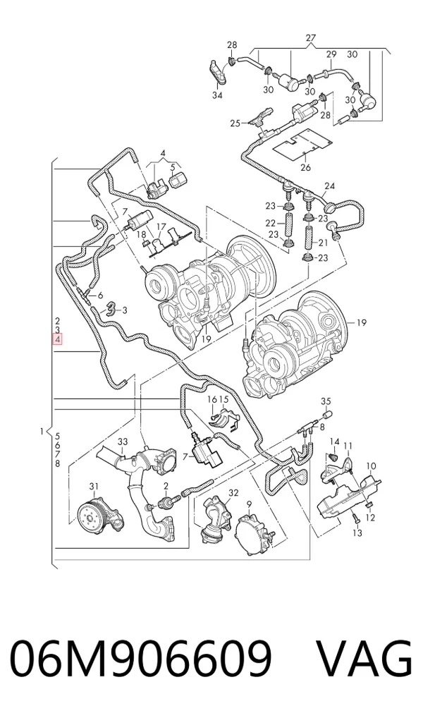 Válvula solenoide de control de presión de sobrealimentación 06M906609 VAG