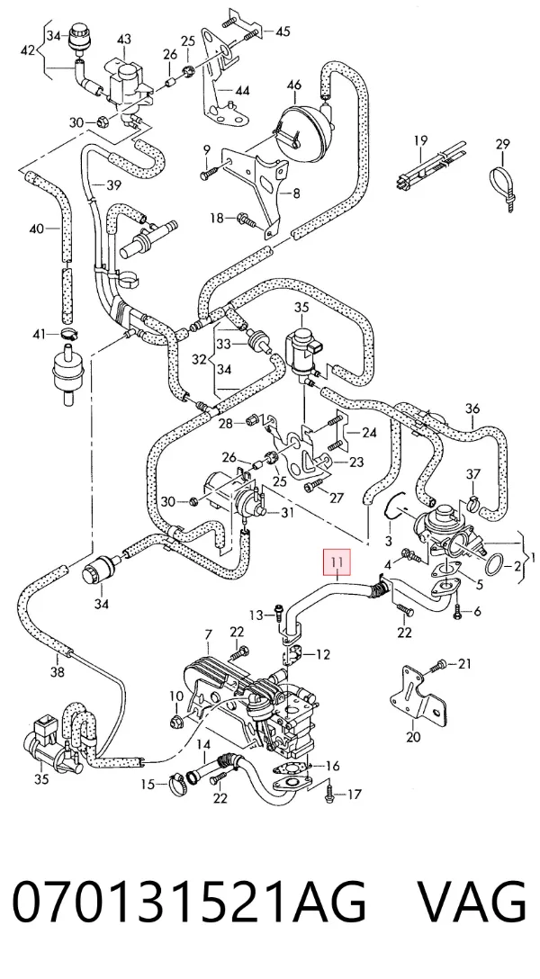 Tubo del sistema de recirculación de gases de escape EGR 070131521AG VAG
