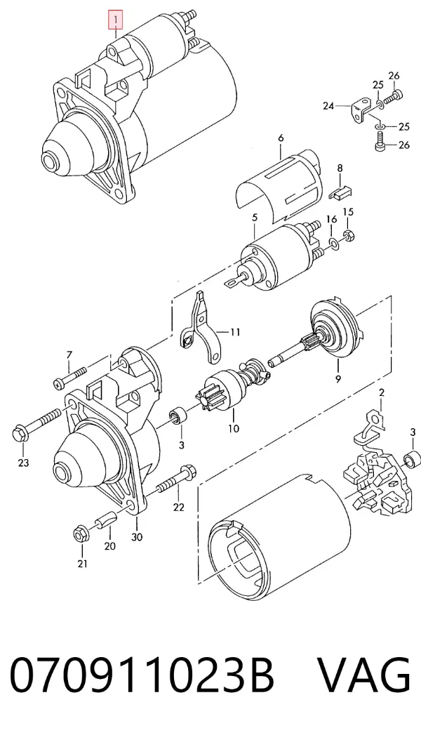 Motor de arranque 070911023B VAG