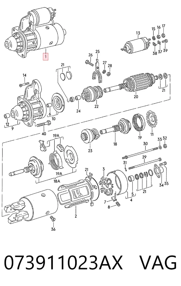 Motor de arranque 073911023AX VAG