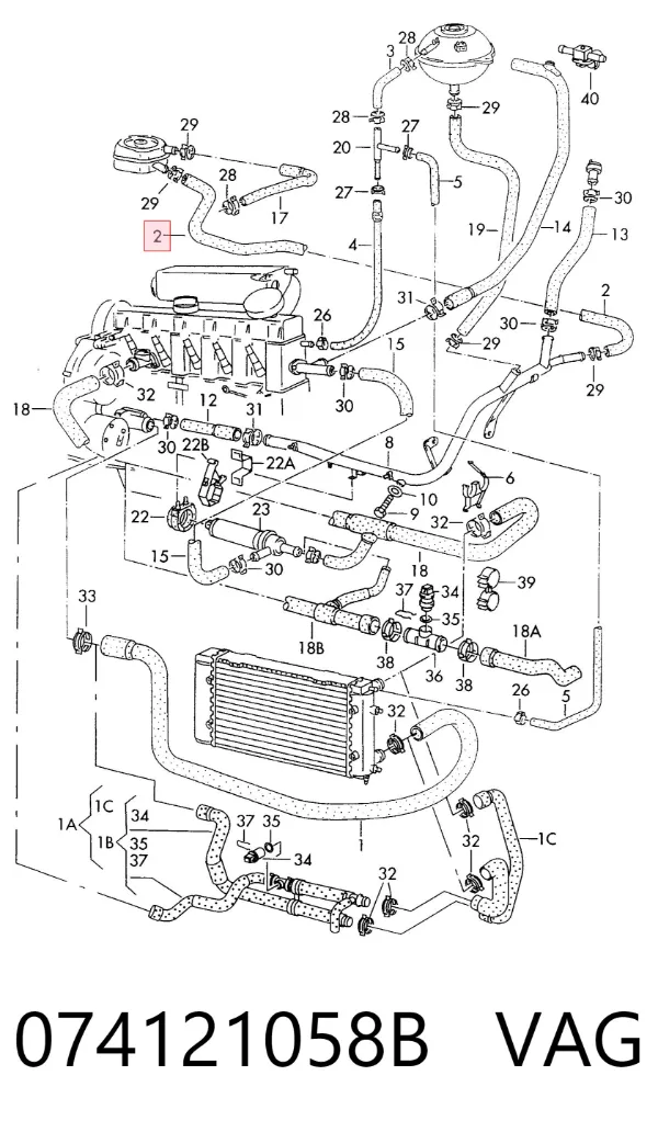 Manguera radiador 074121058B VAG