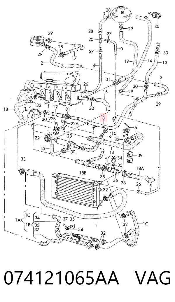 Manguera radiador 074121065AA VAG