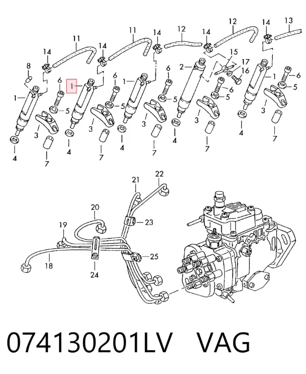 Inyector 074130201LV VAG