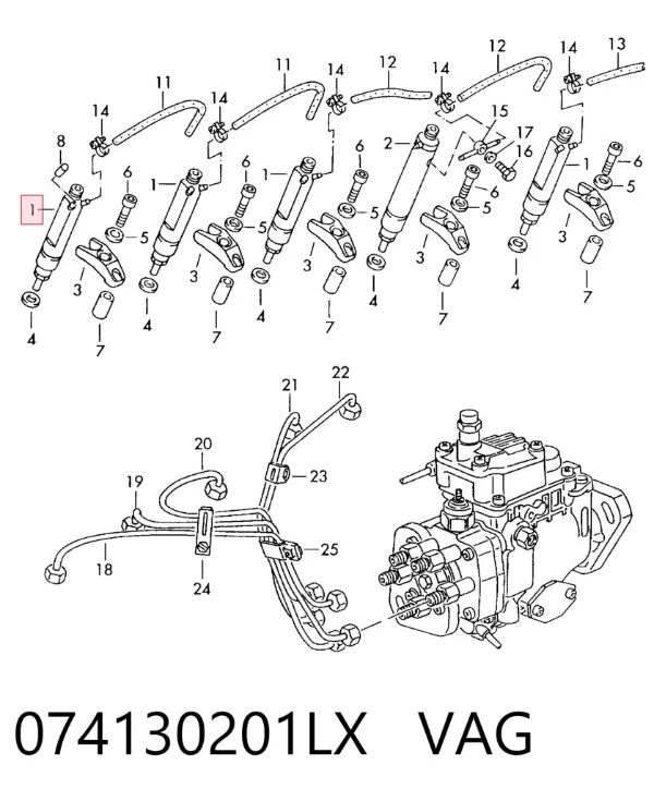 Inyector 074130201LX VAG