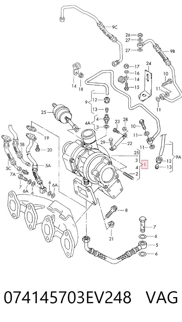 Turbocompresor 074145703EV248 VAG