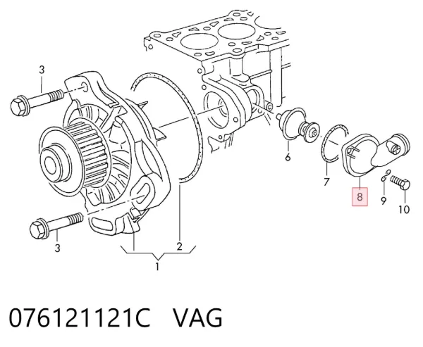 Tapa de termostato 076121121C VAG