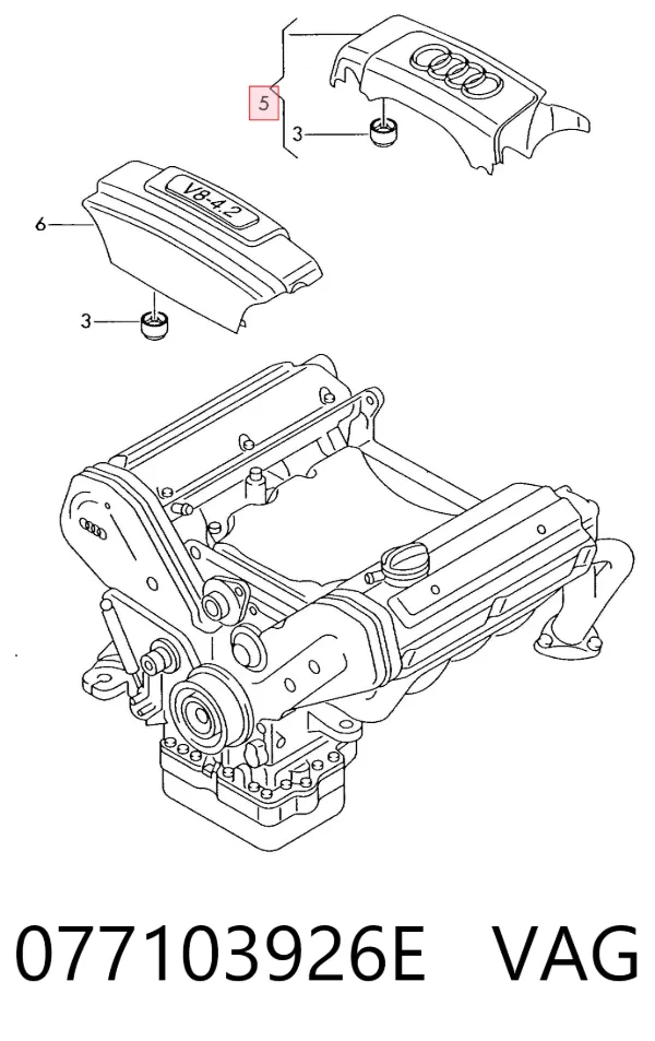 Tapa motor 077103926E VAG