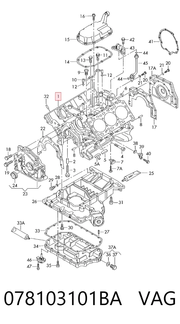 Bloque de cilindros del motor 078103101BA VAG