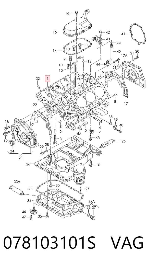 Bloque de cilindros del motor 078103101S VAG