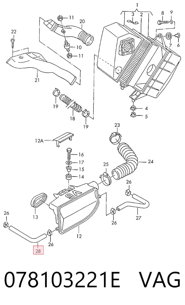 Tubo de ventilación del cárter 078103221E VAG