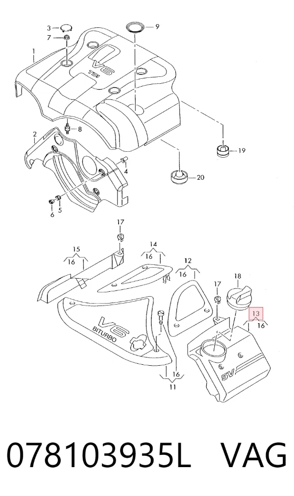Tapa motor 078103935L VAG