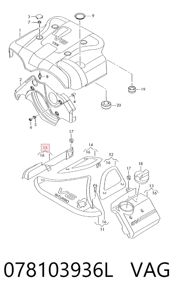Tapa motor 078103936L VAG