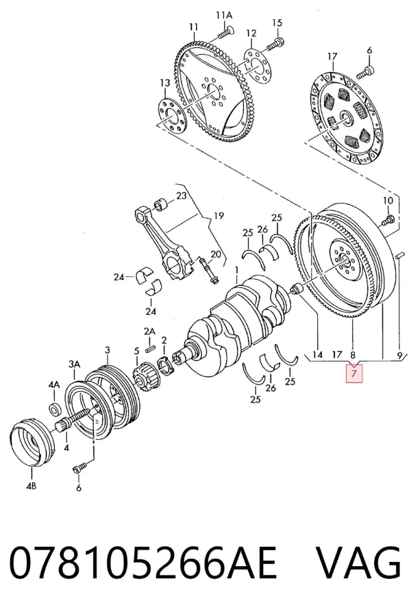 Volante motor 078105266AE VAG