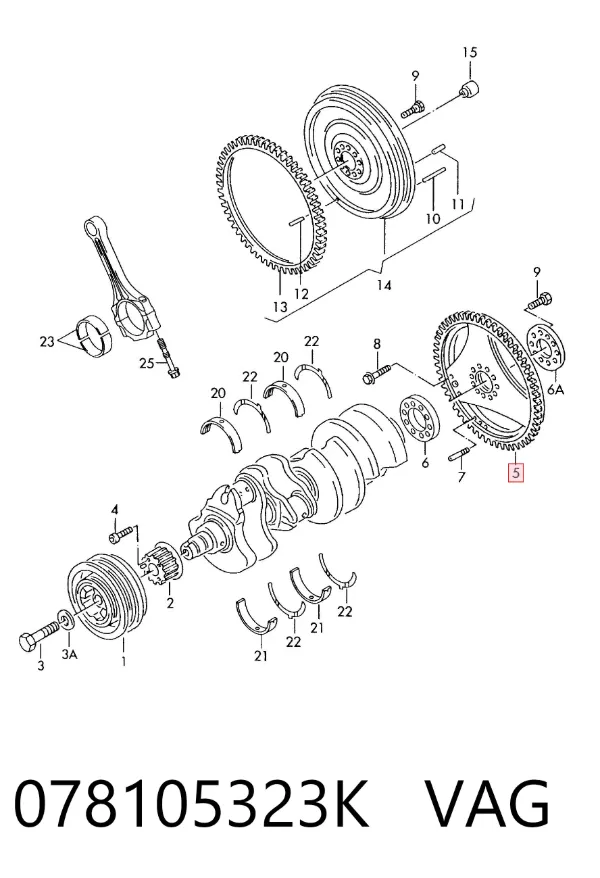 Volante motor 078105323K VAG