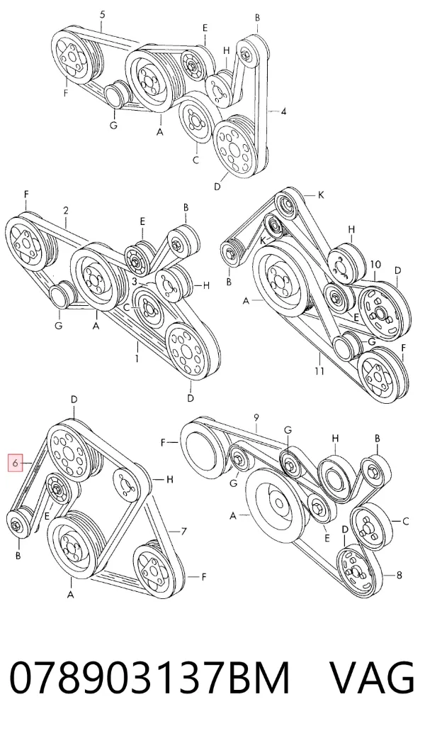 Correa de alternador 078903137BM VAG