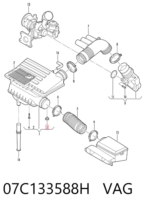 Soporte de la caja del filtro de aire 07C133588H VAG