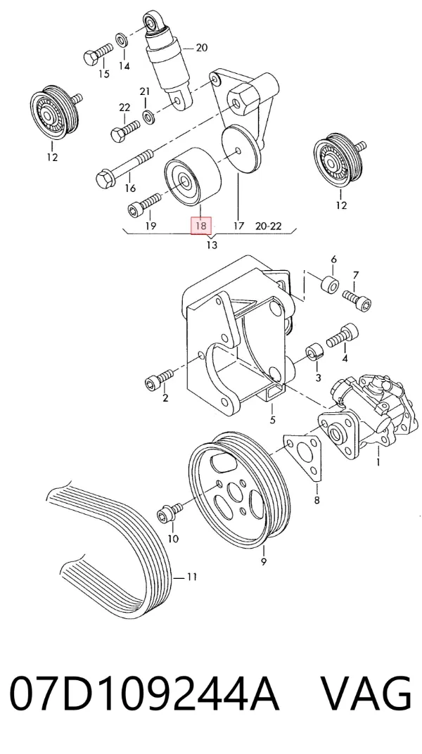 Tensor de correa de alternador 07D903315E Bentley