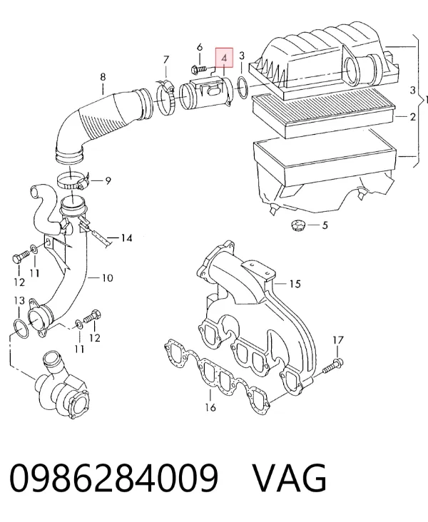 Caudalímetro 0986284009 VAG