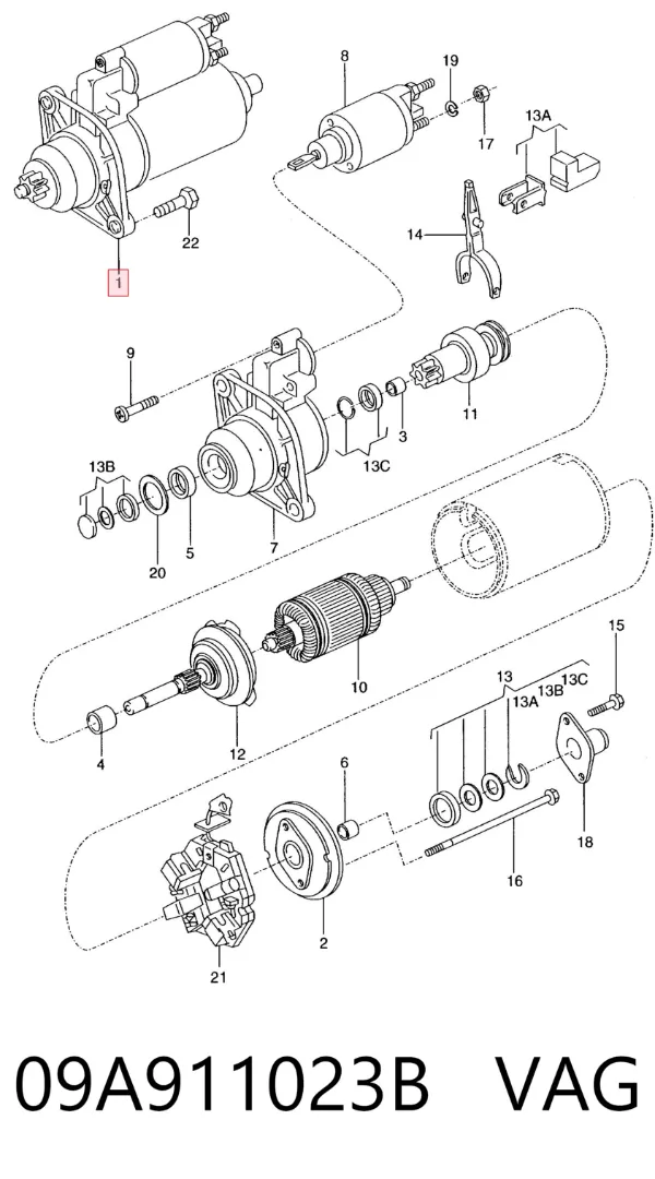 Motor de arranque 09A911023B VAG