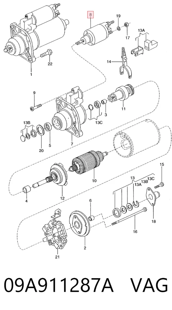 Solenoide de arranque 09A911287A VAG
