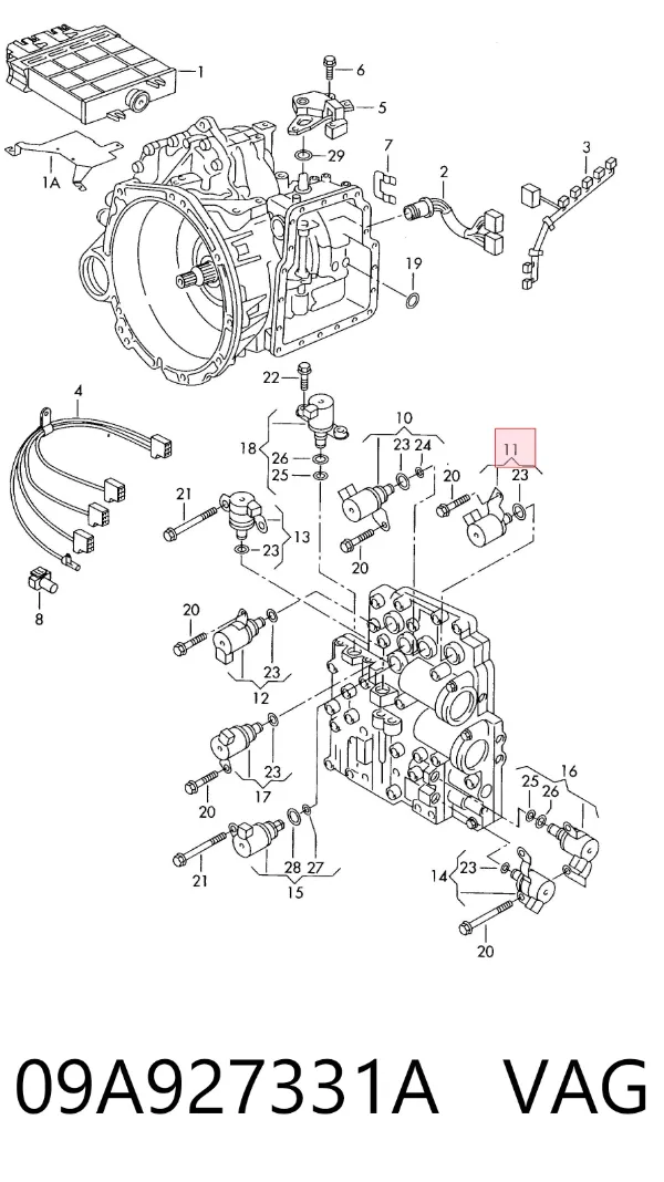 Solenoide de transmisión automática 09A927331A VAG