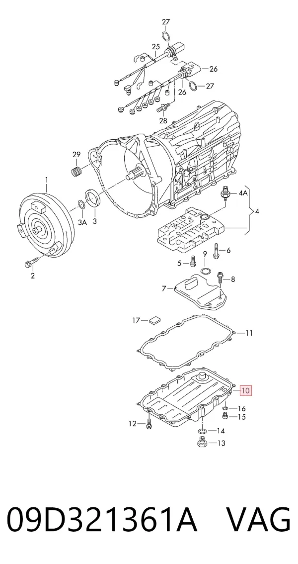 Cárter de transmisión automática 09D321361A VAG