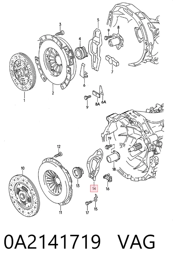 Horquilla de embrague 0A2141719 VAG