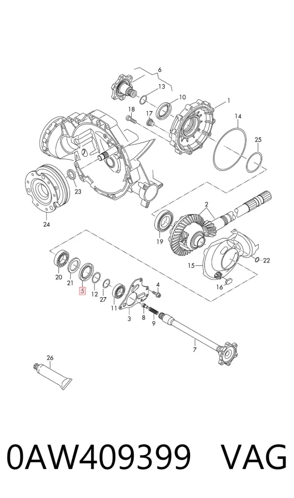 Retén del semieje delantero izquierdo 0AW409399 VAG