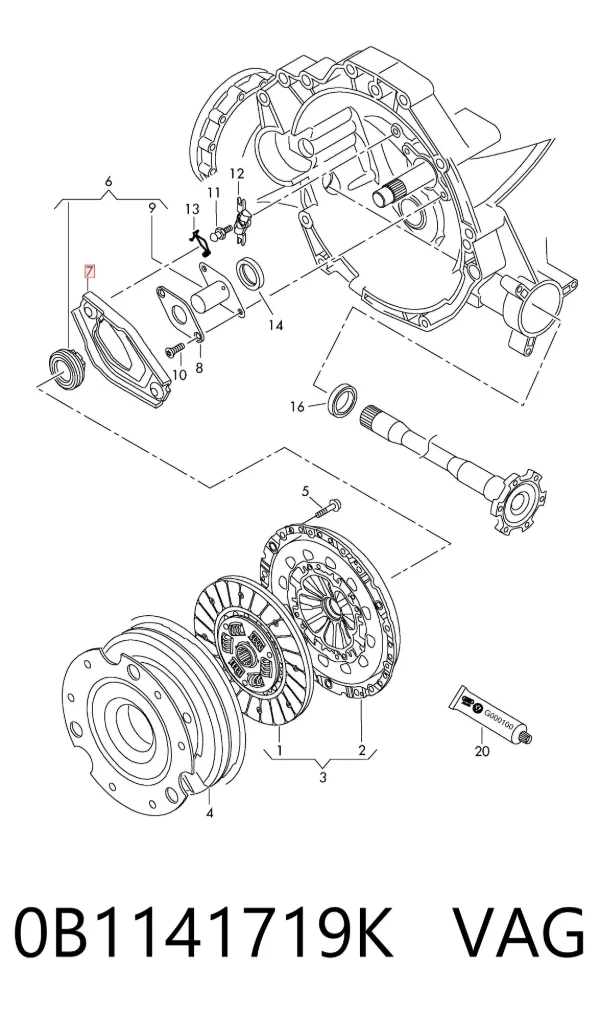Horquilla de embrague 0B1141719K VAG