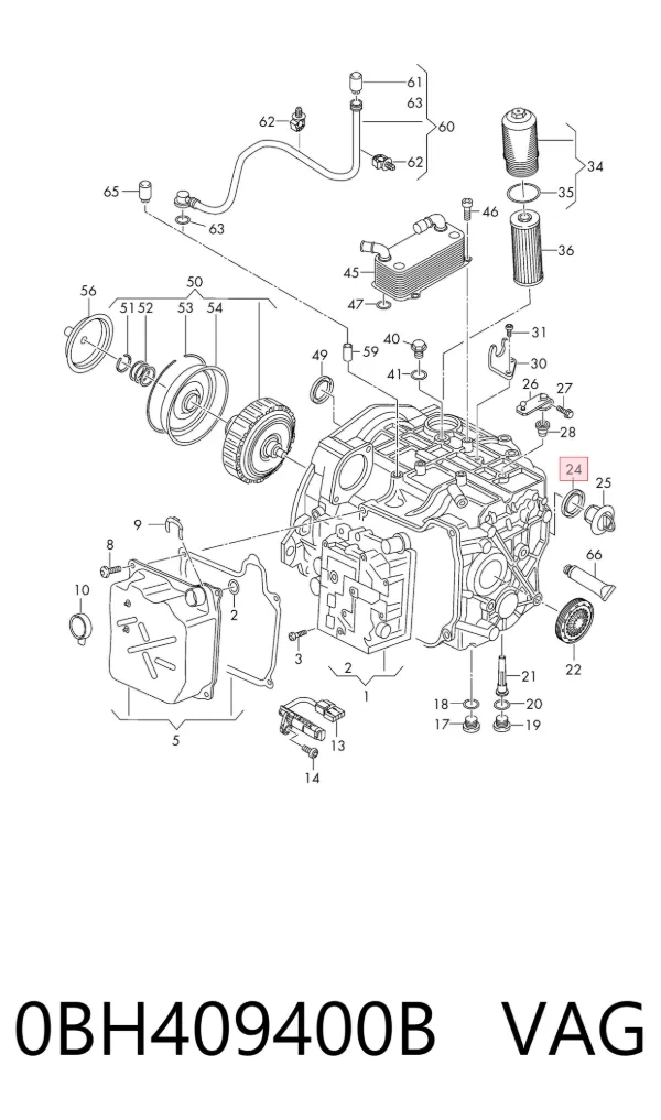Retén del semieje delantero izquierdo 0BH409400B VAG