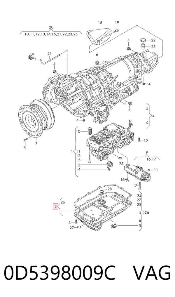 Cárter de transmisión automática 0D5398009C VAG