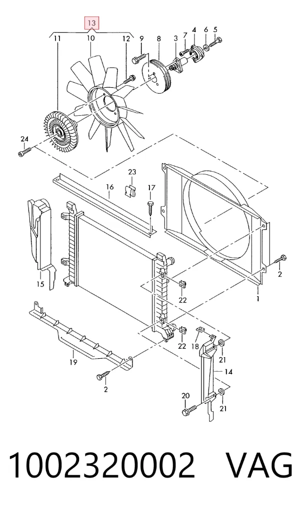 Embrague viscoso de ventilador 1002320002 VAG