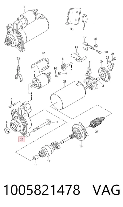 Tapa trasera del motor de arranque VAG 1005821478