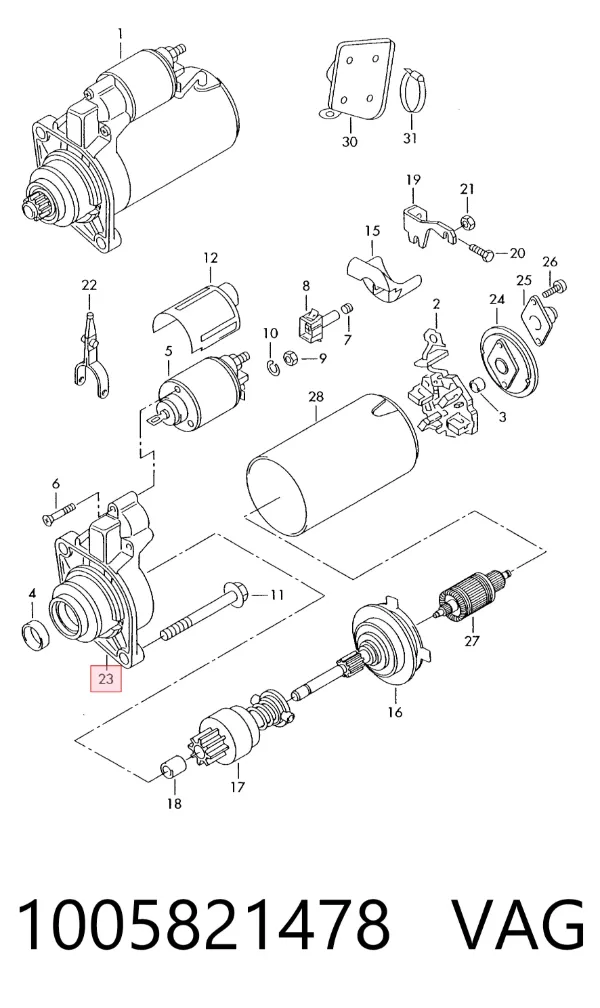 Tapa trasera del motor de arranque 1005821478 VAG