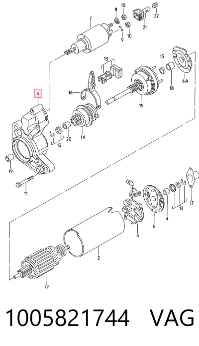 Tapa delantera del motor de arranque VAG 1005821744