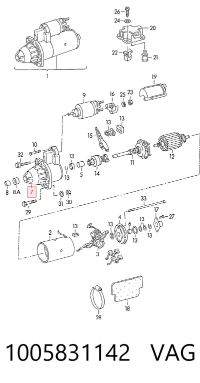Tapa trasera del motor de arranque VAG 1005831142
