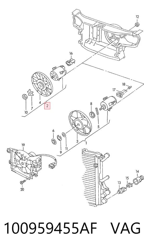 Motor ventilador del radiador 100959455AF VAG