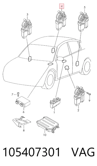 Motor del elevalunas de la puerta trasera derecha VAG 105407301
