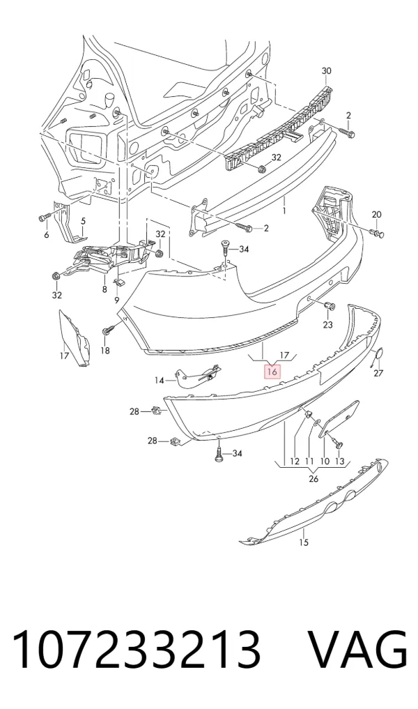 Parachoques trasero Volkswagen Golf V