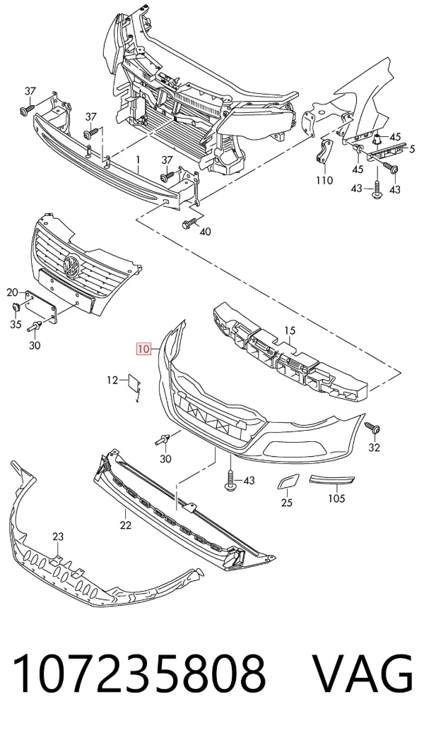 Paragolpes 107235808 VAG